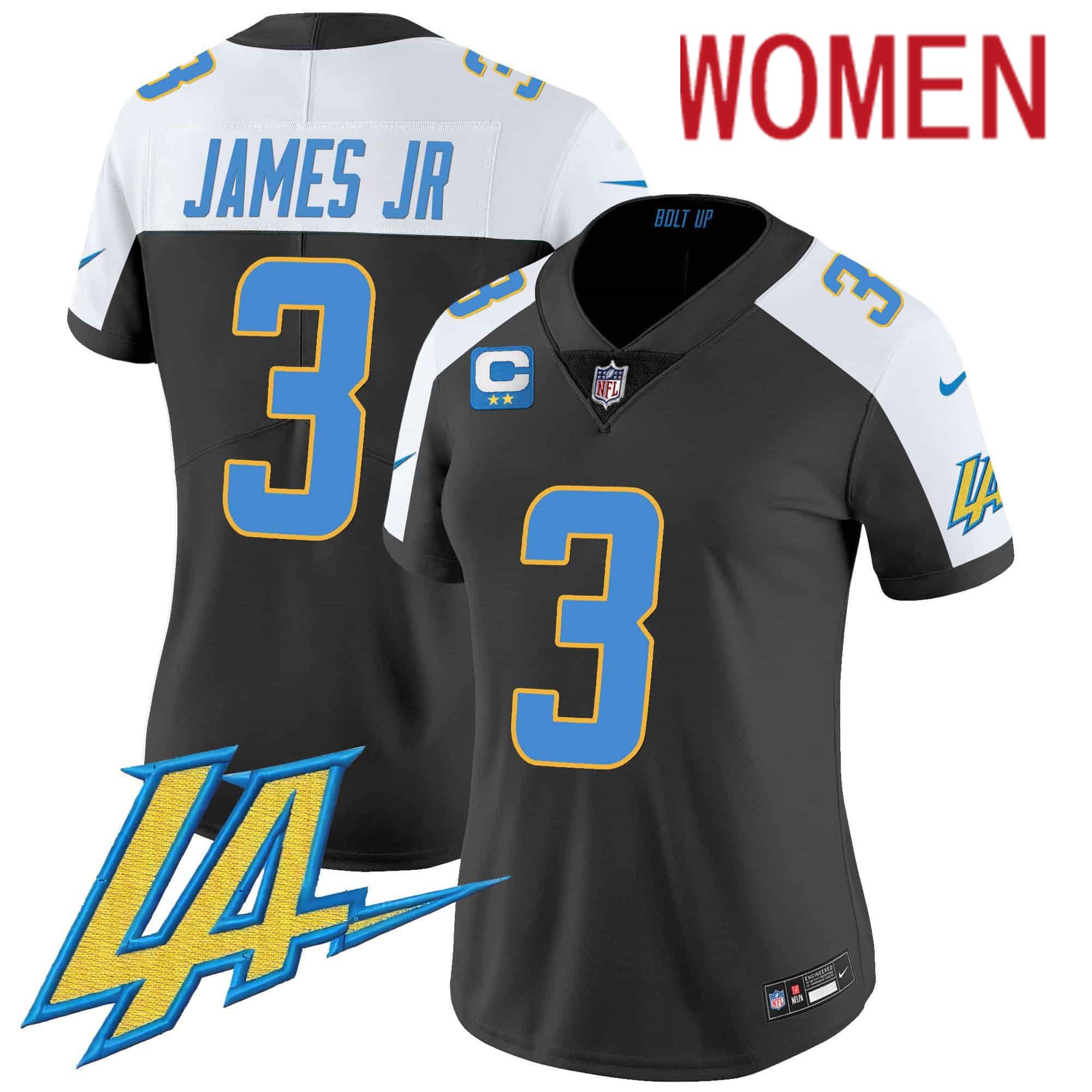 Women Los Angeles Chargers 3 James jr Black 2024 Nike Vapor Limited NFL Jersey